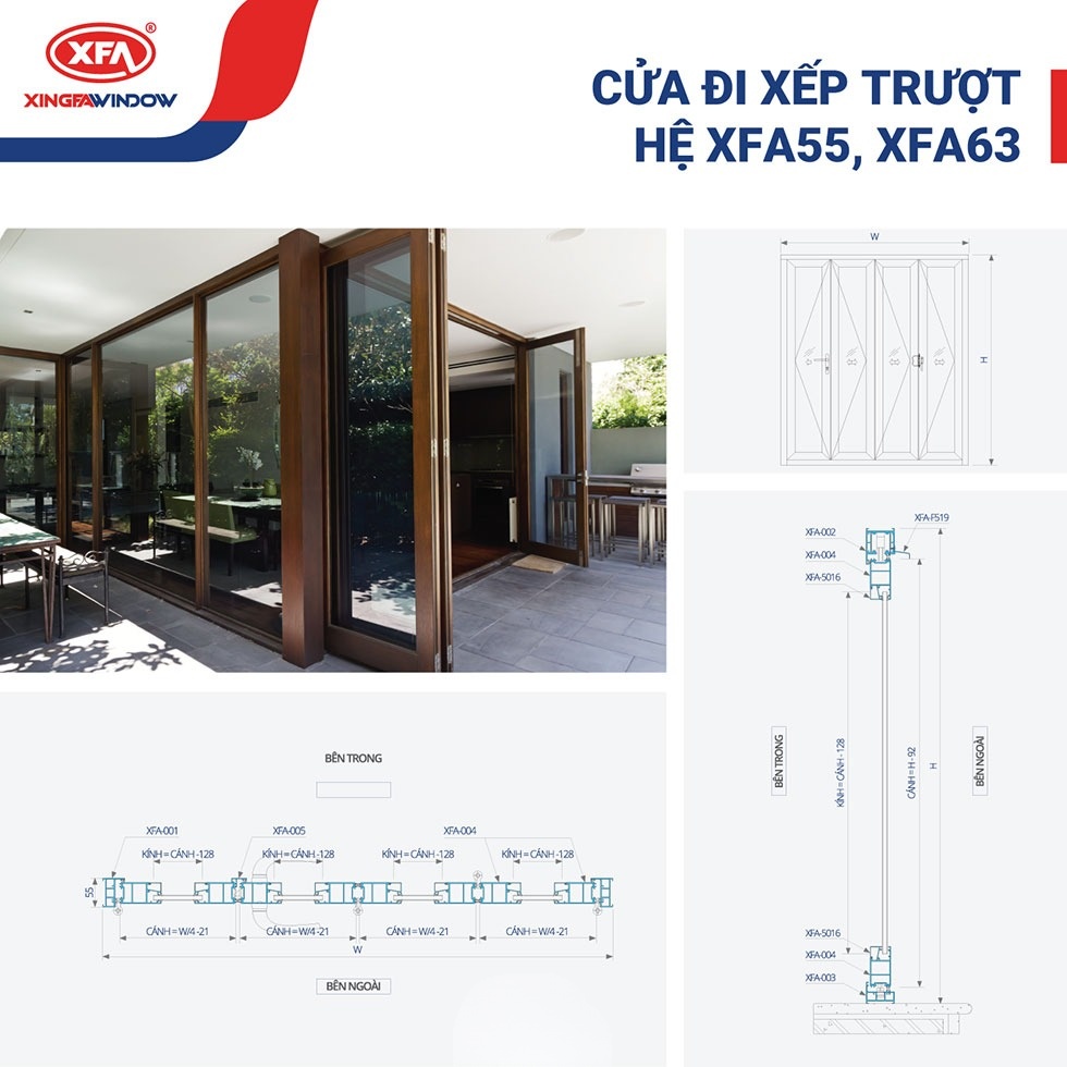 cua di xep truot xingfa window he xfa55, xfa63