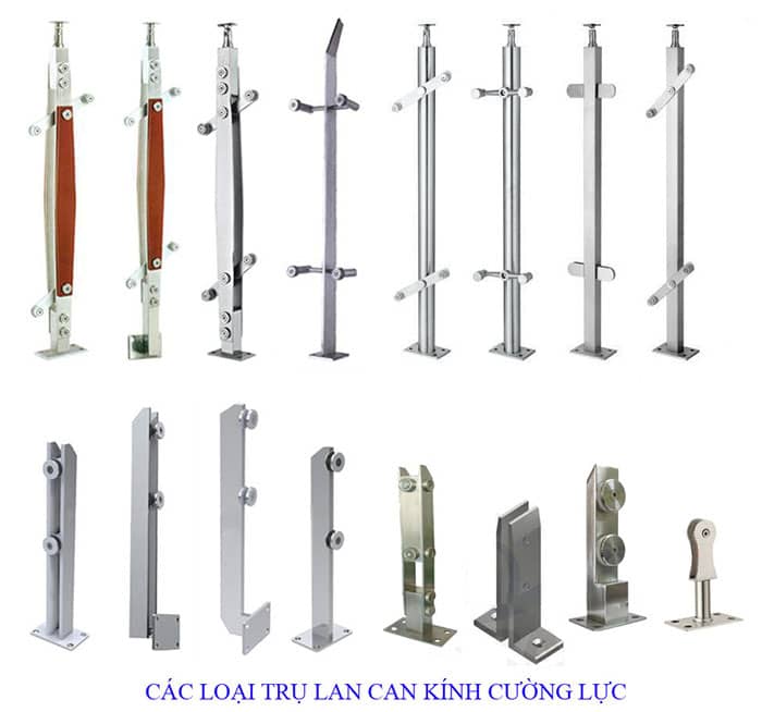 Các loại trụ lan can kính cường lực sử dụng phổ biến hiện nay